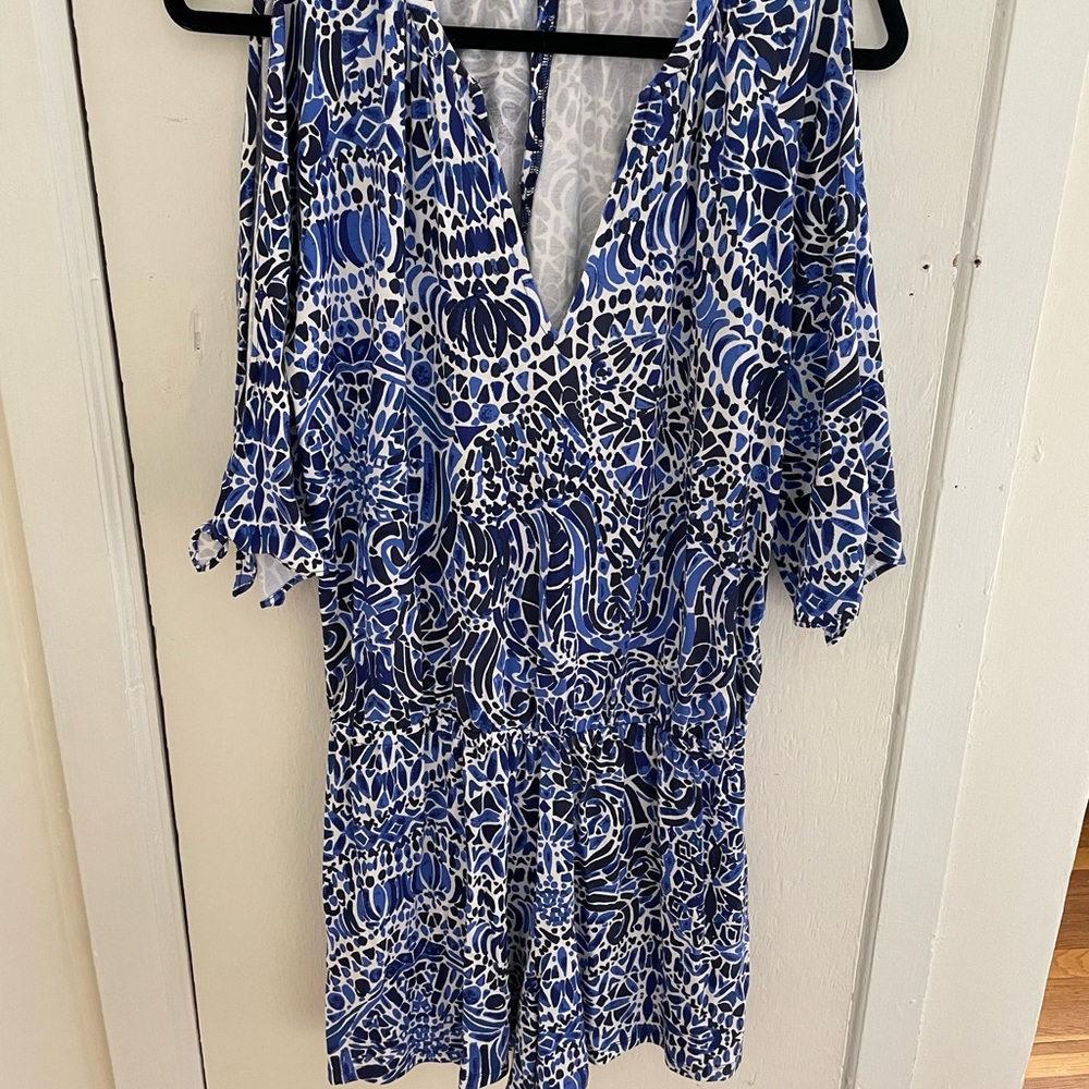 Lilly Pulitzer cold shoulder romper (blue)